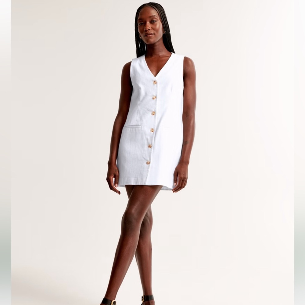 Abercrombie & Fitch White Button-Down Dress